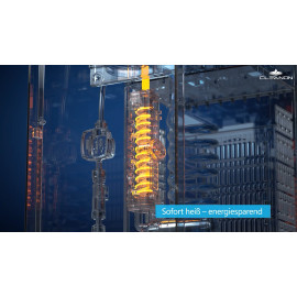 Transparente Ansicht eines energieeffizienten Durchlauferhitzers im Wasserspender.