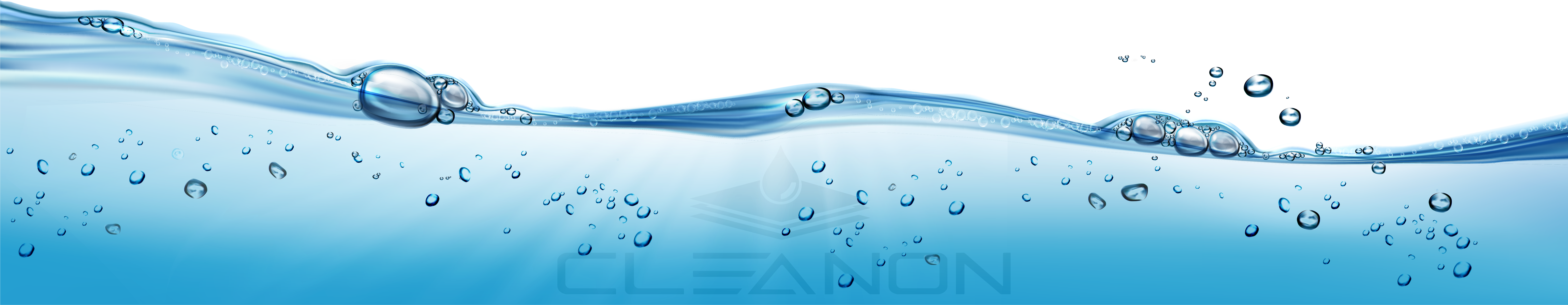 ellenförmige Wasseroberfläche mit vielen Luftblasen und Bläschen, die im klaren blauen Wasser aufsteigen. Dekoratives Wassermotiv auf transparentem Hintergrund.